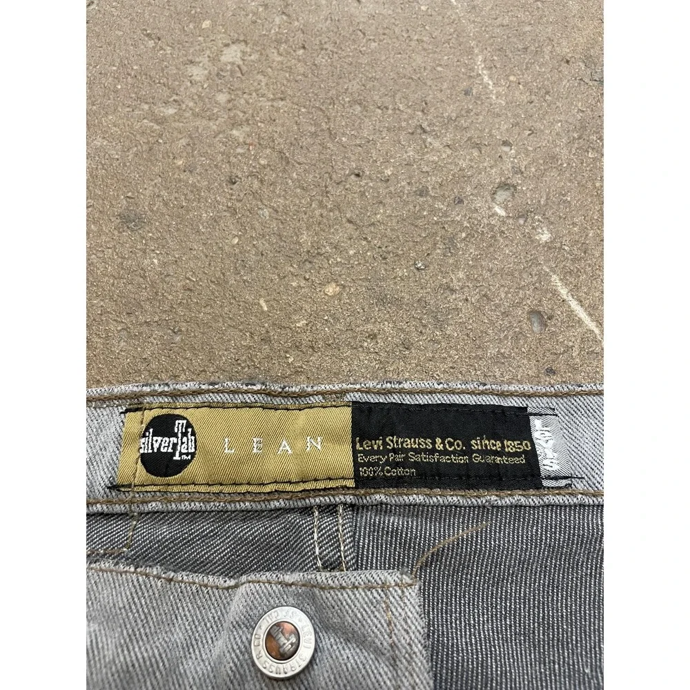 Vintage Levis Silvertab Lean Jeans Mens 31x34 Gray Denim Slim Straight Zip Fly‎